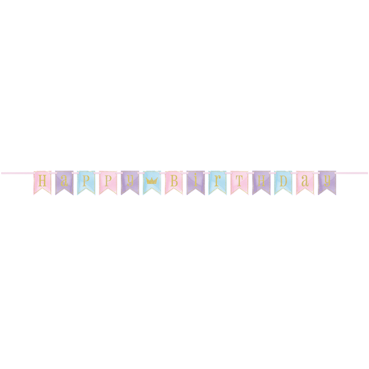 Pastel Glitter Magical Princess "Happy Birthday" Pennant Banner