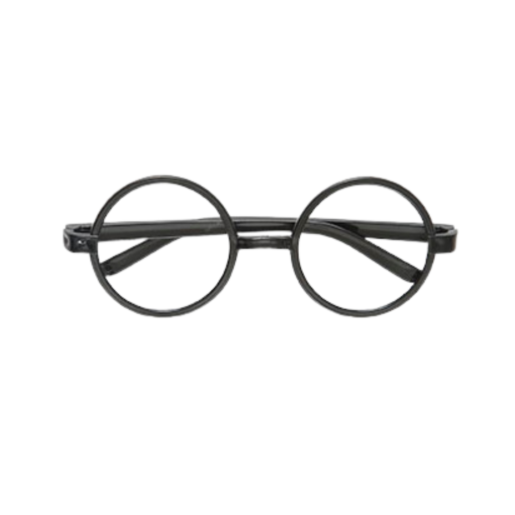 Black round glasses costume accessory for magic or wizard theme from Parte Haus party supply store in Bethesda MD