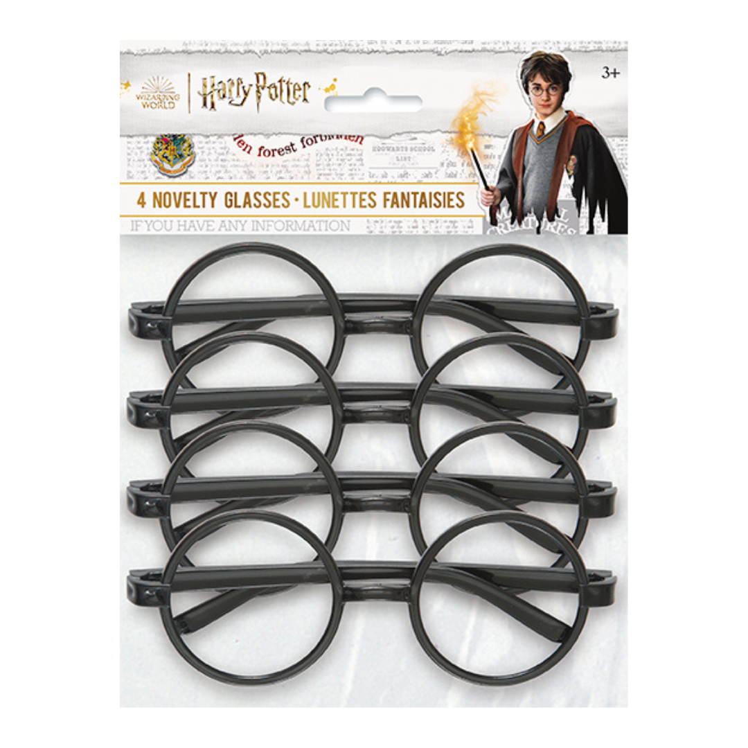 Black novelty glasses set Harry Potter theme from Parte Haus party supply store in Bethesda Maryland