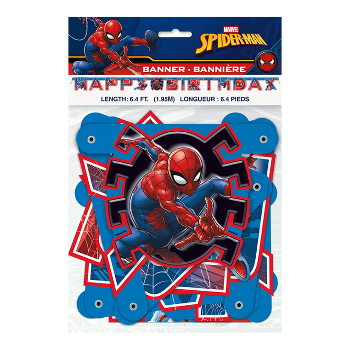 Red and Blue Spider-Man "Happy Birthday" Jointed Banner