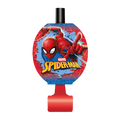 Red blue Spider Man blowout noisemaker with web and hero print for birthday from Parte Haus party supply store in Bethesda MD