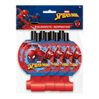 Red blue Spider-Man blowouts with comic graphics for kids birthday from Parte Haus party supply store in Bethesda MD