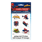Red blue Spider Man temporary tattoos superhero theme from Parte Haus party supply store in Bethesda Maryland