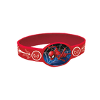 Red Spiderman wristband with web graphics birthday theme from Parte Haus party supply store in Bethesda Maryland