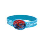 Blue Spiderman slap bracelet with web design for superhero birthday from Parte Haus party supply store in Bethesda MD