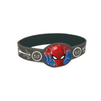 Black Spiderman bracelet with web and mask designs for superhero birthday from Parte Haus party supply store in Bethesda MD