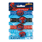 Red black and blue Spiderman bracelets kids superhero birthday theme from Parte Haus party supply store in Bethesda MD.