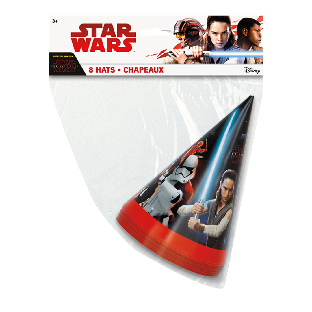 multicolor Star Wars cone hats featuring movie characters birthday from Parte Haus party supply store in Bethesda MD