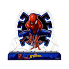 Red and blue Spider Man table centerpiece with web design superhero birthday from Parte Haus party supply store in Bethesda MD
