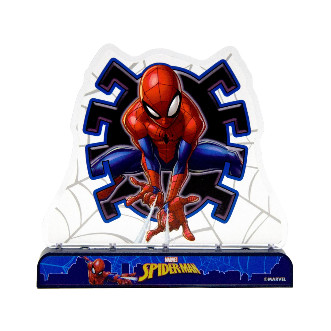Red and blue Spider Man table centerpiece with web design superhero birthday from Parte Haus party supply store in Bethesda MD