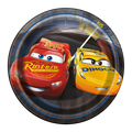 Red and yellow Cars character plate with racing theme for kids birthday from Parte Haus party supply store in Bethesda MD