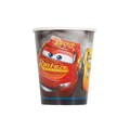 Red Cars themed paper cup with cartoon car graphics birthday from Parte Haus party supply store in Bethesda MD