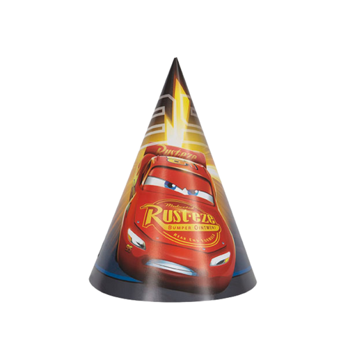 Red Cars party hat with character graphic for kids birthday from Parte Haus party supply store in Bethesda MD