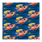 Blue Cars wrapping paper with animated race car print birthday theme from Parte Haus party supply store in Bethesda MD