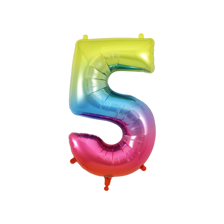 Rainbow Number 0 - 9 Foil Balloon, 34in