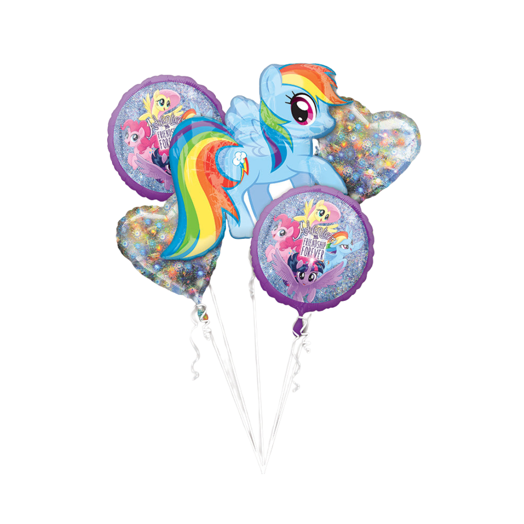 Rainbow My Little Pony balloon bouquet My Little Pony design birthday from Parte Haus party supply store in Bethesda MD