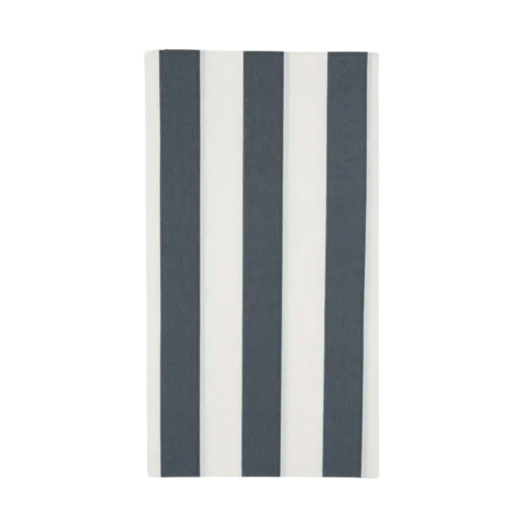 Midnight Blue and White Cabana Stripe Guest Napkins