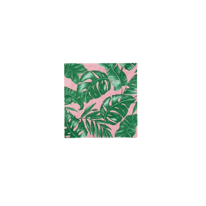 Pink and Green Palm Leaf Cocktail Napkins