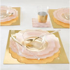 Clear & Blush Scalloped Gold Reusable Plates - 2 Sizes