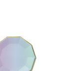 Pastel iridescent plate octagon with gold trim birthday from Parte Haus party supply store in Bethesda MD