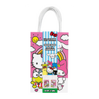 Pink Hello Kitty and Friends favor bag with rainbow cartoon print for birthday from Parte Haus party supply store in Bethesda Maryland