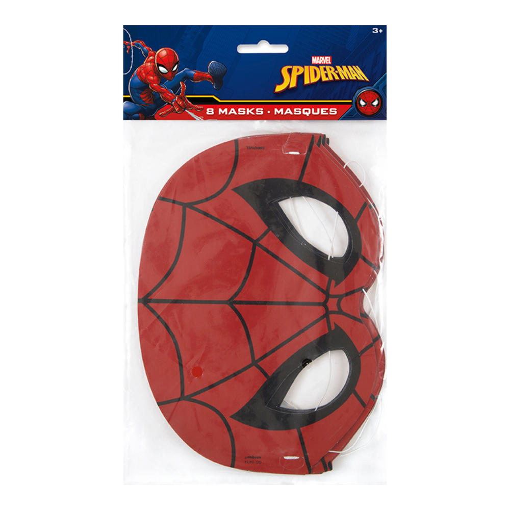 Red Spiderman mask pack cartoon superhero birthday theme from Parte Haus party supply store in Bethesda Maryland