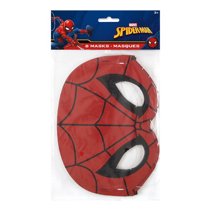 Red Spiderman mask pack cartoon superhero birthday theme from Parte Haus party supply store in Bethesda Maryland