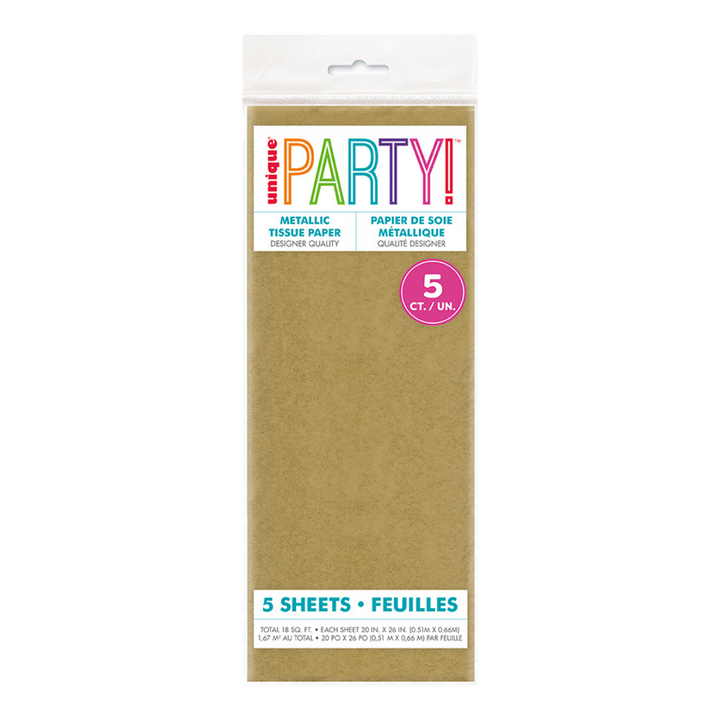 Metallic Gold Tissue Paper, 5 Sheets
