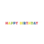 Multicolor happy birthday banner for birthday theme from Parte Haus party supply store in Bethesda Maryland