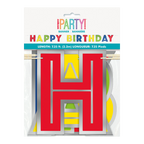 multicolor happy birthday banner with bold red and yellow letters birthday theme from Parte Haus party supply store in Bethesda MD