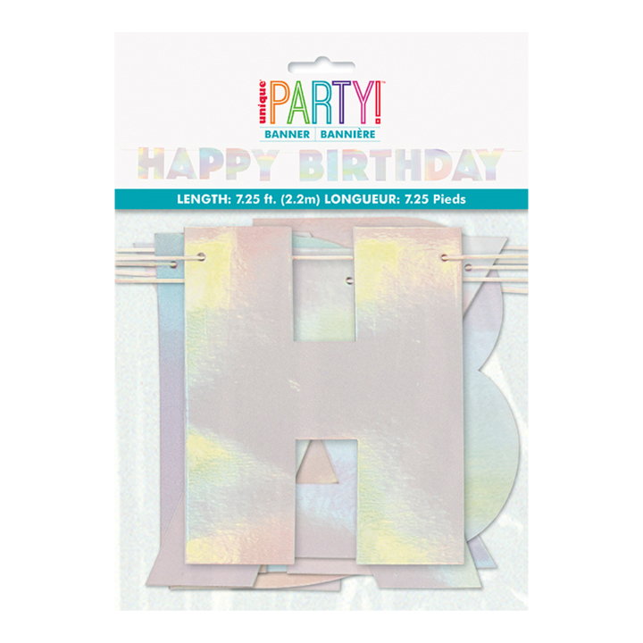 Iridescent "Happy Birthday" Foil Banner