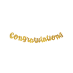 Gold congratulations banner with script letters for celebration from Parte Haus party supply store in Bethesda MD