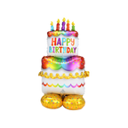 Rainbow birthday cake balloon with candles for birthday celebration from Parte Haus party supply store in Bethesda Maryland
