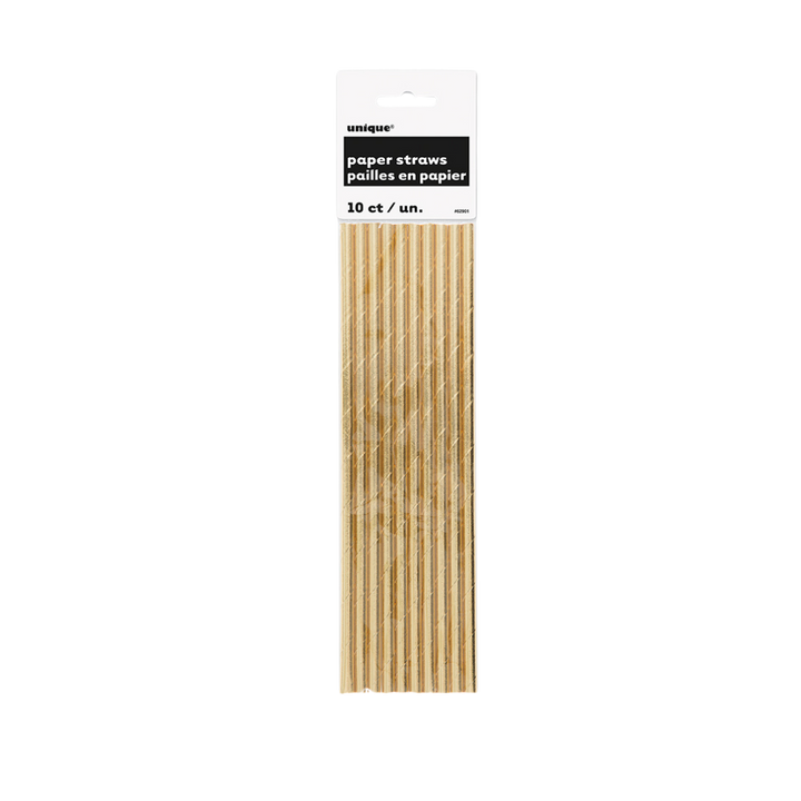 Gold Foil Paper Straws - 10 pk