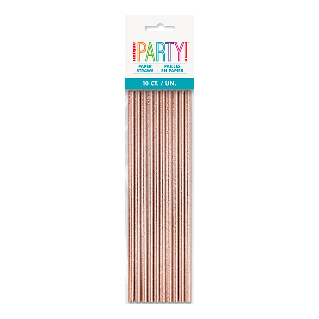 Rose Gold Foil Paper Straws - 10 pk