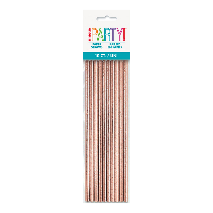 Rose Gold Foil Paper Straws - 10 pk