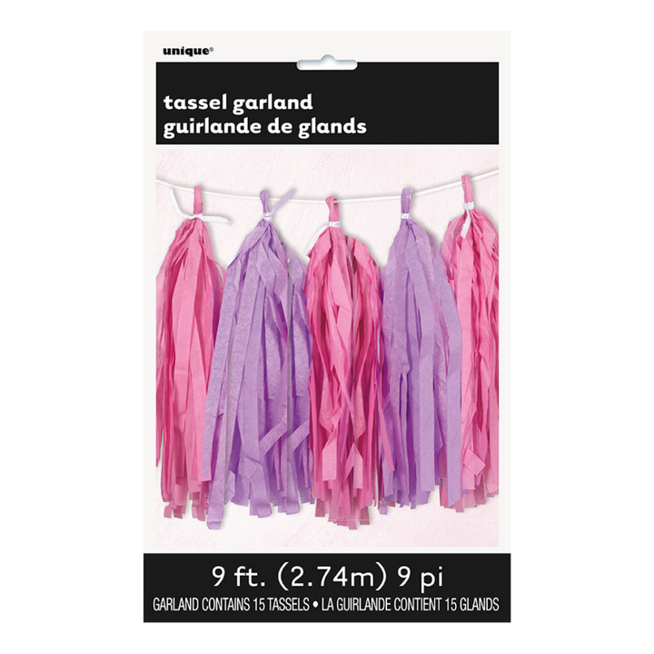 Pink & Purple Tissue Paper Tassel Garland