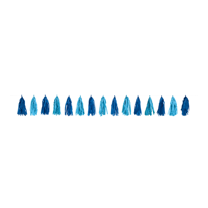 Royal & Light Blue Tissue Paper Tassel Garland