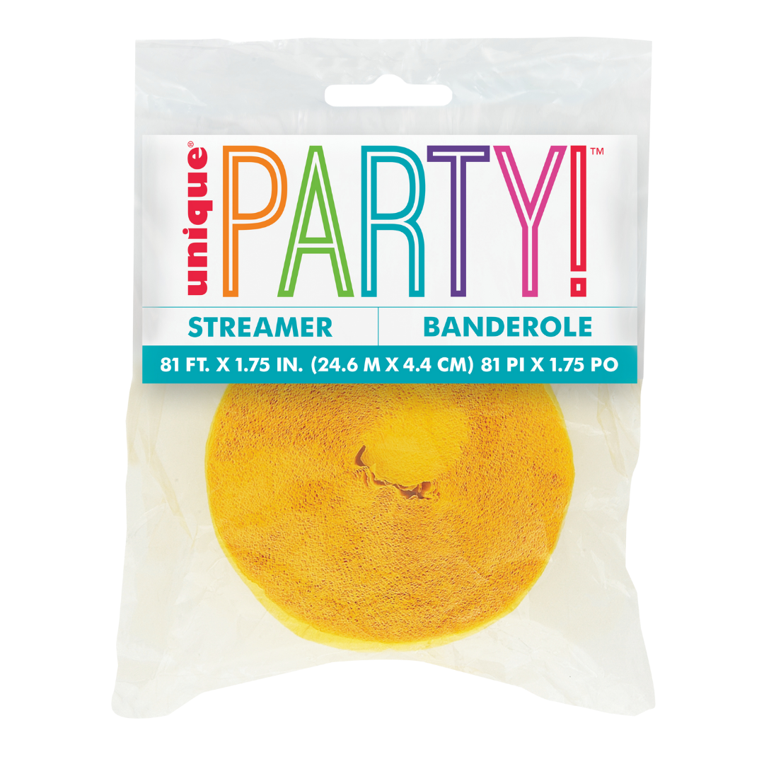 Hot Yellow Crepe Streamers