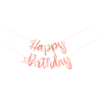 Rose gold happy birthday banner decoration for birthday from Parte Haus party supply store in Bethesda Maryland