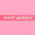 Pink shot queen sash with white stars for bachelorette party from Parte Haus party supply store in Bethesda MD