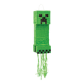 Green Minecraft creeper pinata boxy shape birthday from Parte Haus party supply store in Bethesda Maryland