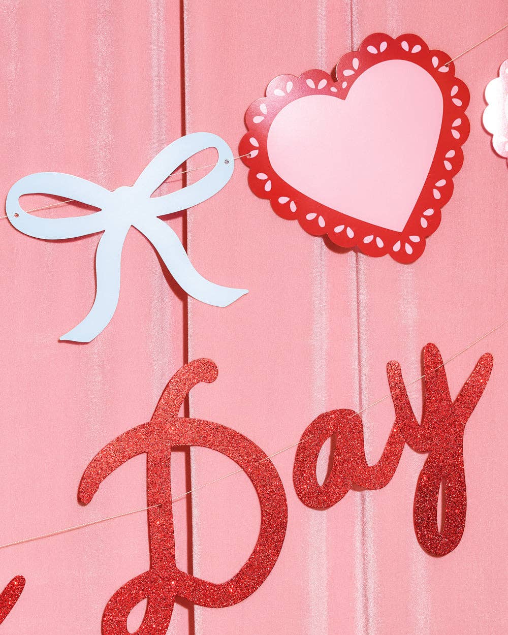 Red with White Hearts and Bows "Happy Valentine's Day" Banner Set