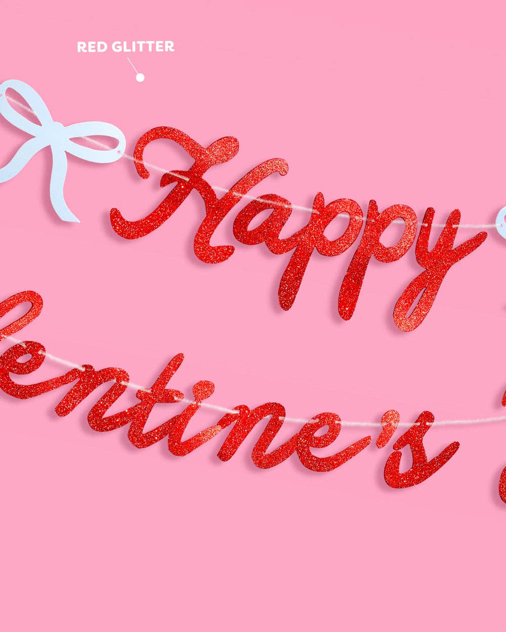 Red with White Hearts and Bows "Happy Valentine's Day" Banner Set