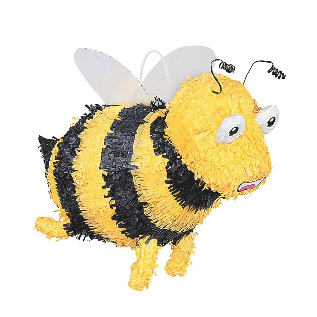 Yellow black bee pinata with wings fun kids birthday from Parte Haus party supply store in Bethesda, Maryland