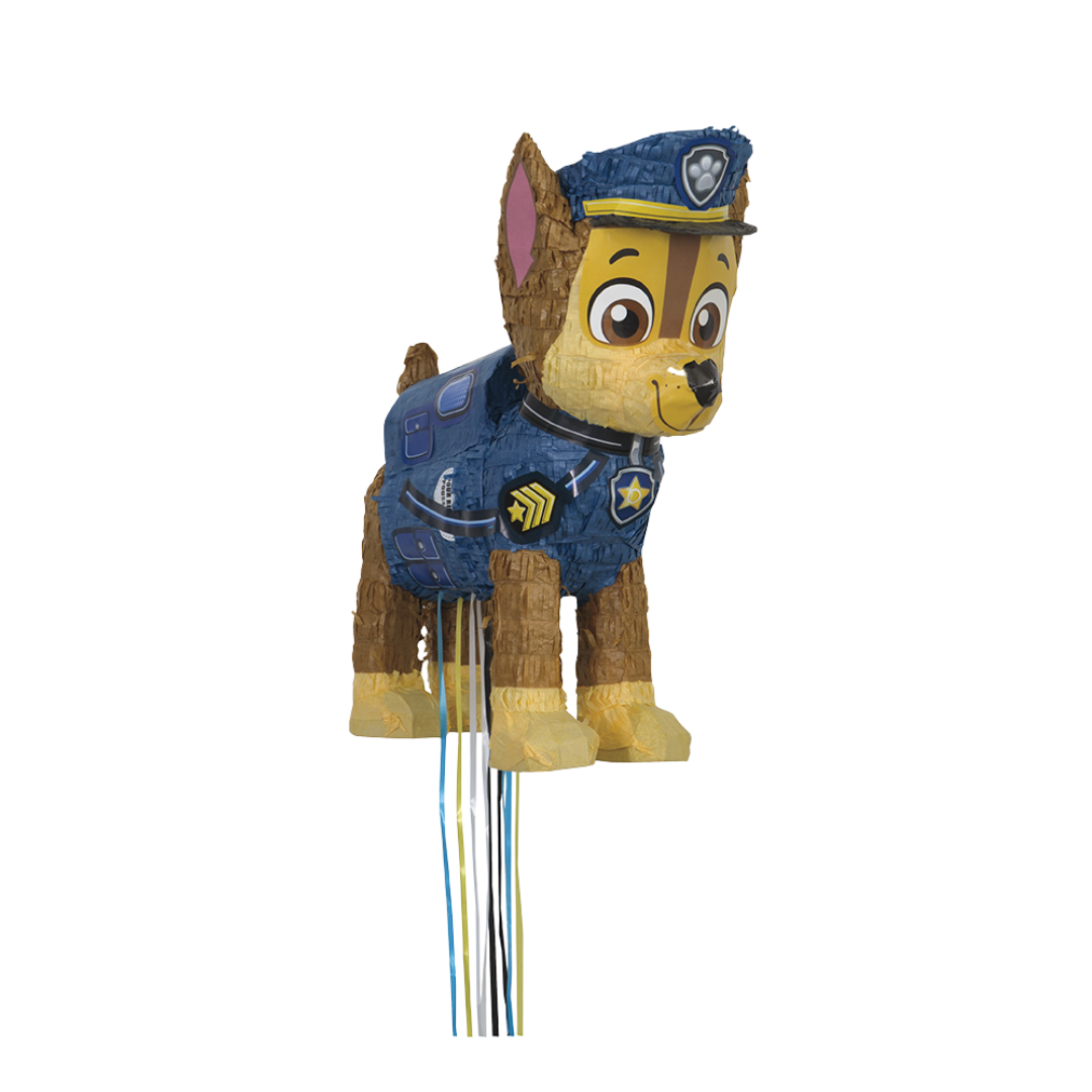 blue and brown dog shaped piñata with police uniform kids birthday from Parte Haus party supply store in Bethesda MD