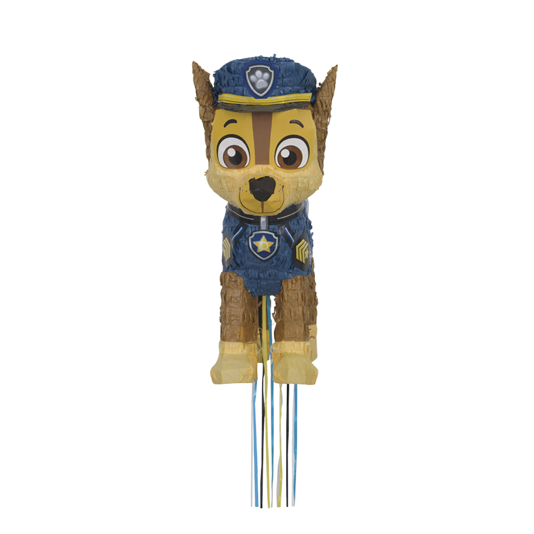 Blue and brown dog pinata shaped like a police dog kids birthday from Parte Haus party supply store in Bethesda MD