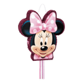 Pink Minnie Mouse head pinata with polka dot bow birthday theme from Parte Haus party supply store in Bethesda MD