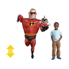 Red Incredibles balloon shaped like superhero and baby for birthday from Parte Haus party supply store in Bethesda MD