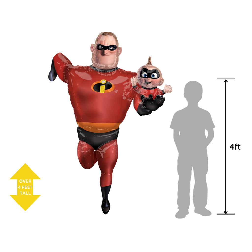 Red Incredibles superhero balloon with child design birthday theme from Parte Haus party supply store in Bethesda MD